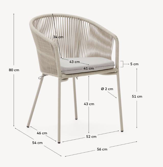 Scaun exterior dining ecru din metal Yanet Kave Home