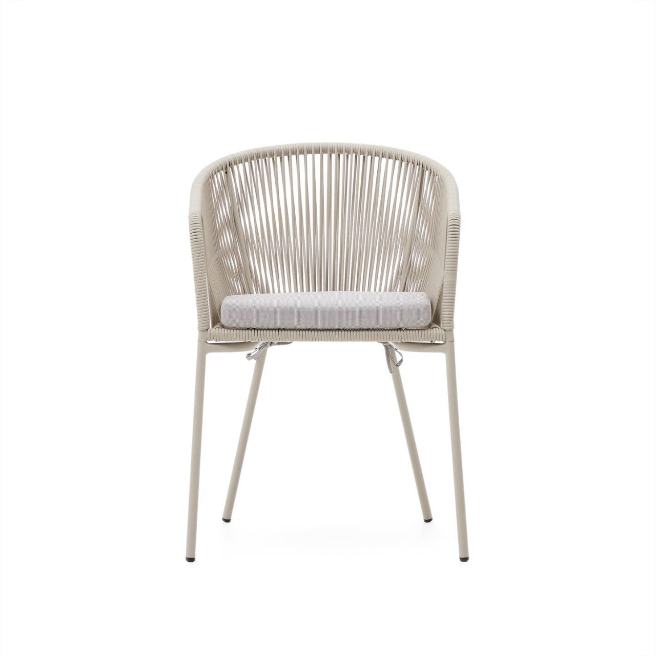 Scaun exterior dining ecru din metal Yanet Kave Home