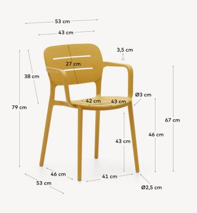 Scaun exterior dining galben mustar Morella Kave Home