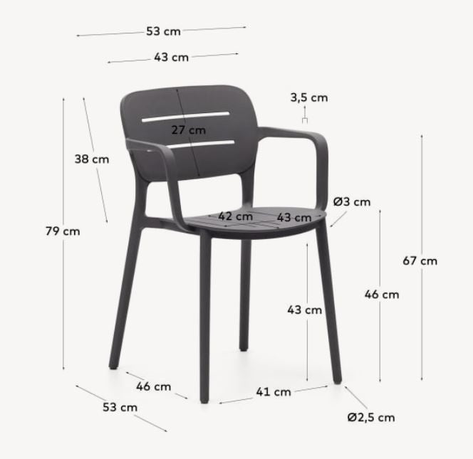 Scaun exterior dining gri din plastic Morella Kave Home
