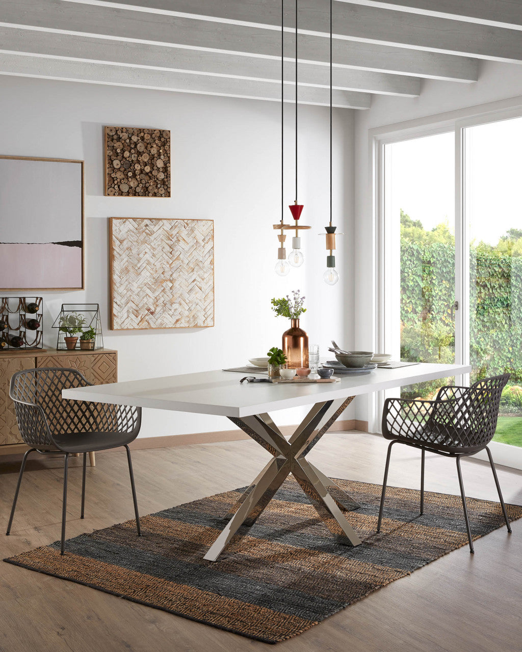 Scaun exterior dining gri inchis din metal Quinn Kave Home