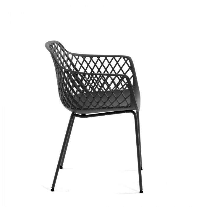 Scaun exterior dining gri inchis din metal Quinn Kave Home