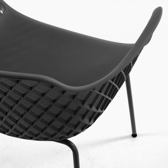 Scaun exterior dining gri inchis din metal Quinn Kave Home
