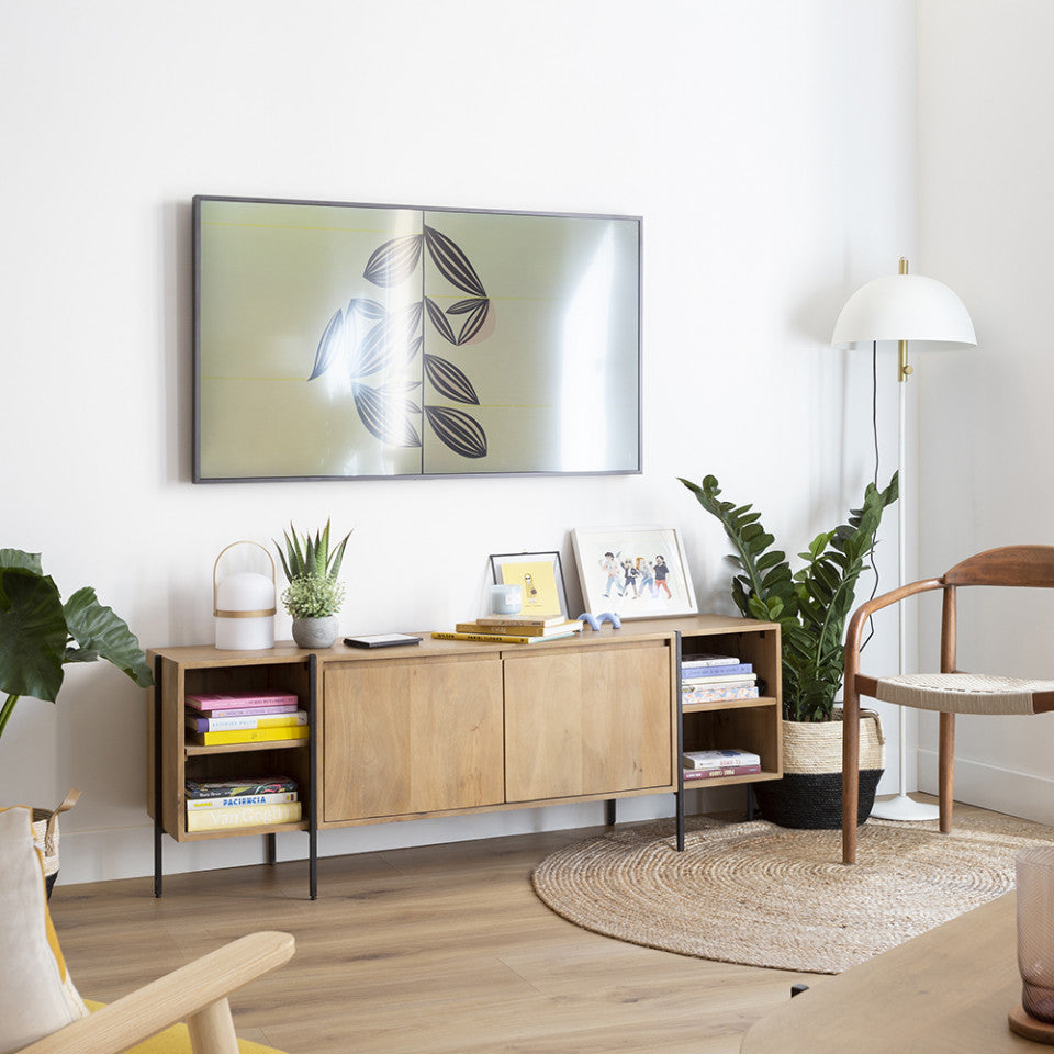 Scaun exterior dining maro/crem din lemn Nina Kave Home