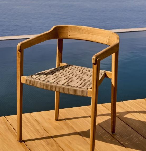 Scaun exterior dining maro din lemn Icaro Kave Home