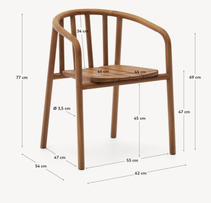 Scaun exterior dining maro din lemn Turqueta Kave Home