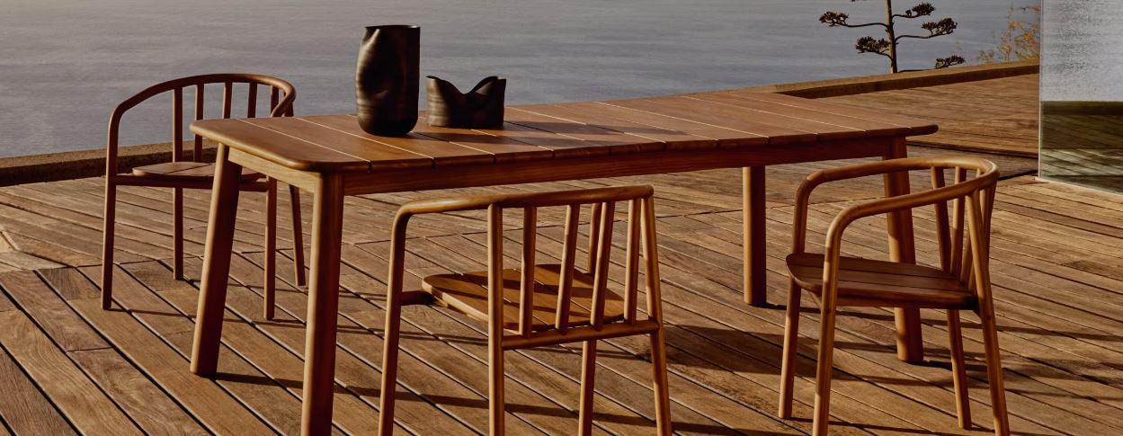 Scaun exterior dining maro din lemn Turqueta Kave Home