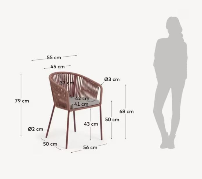 Scaun exterior dining maro din metal Yanet Kave Home