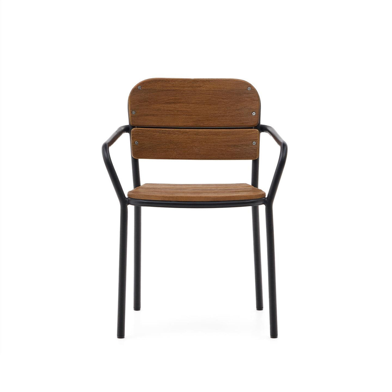Scaun exterior dining maro/negru din lemn Algueret Kave Home