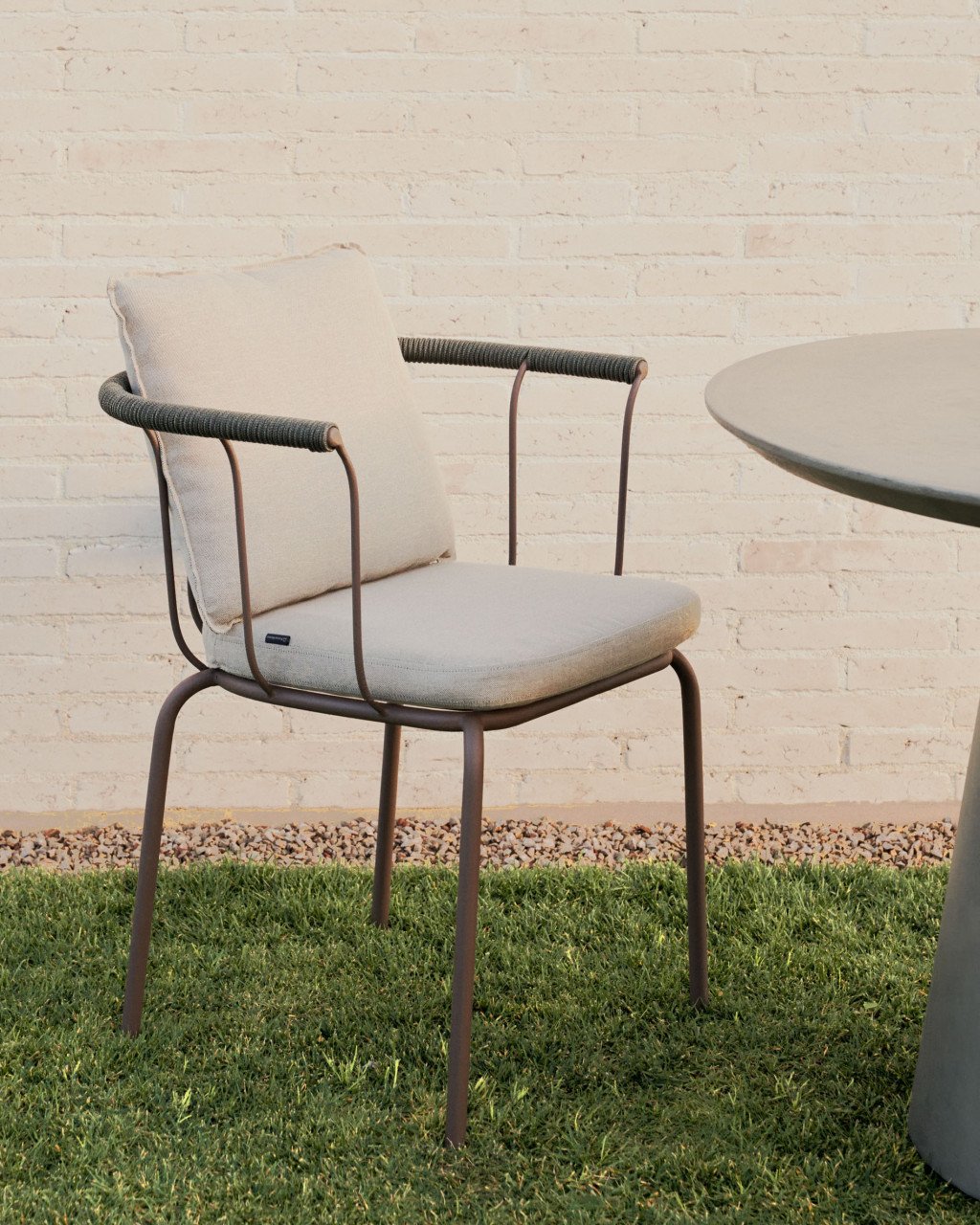 Scaun exterior dining multicolor din textil Salguer Kave Home