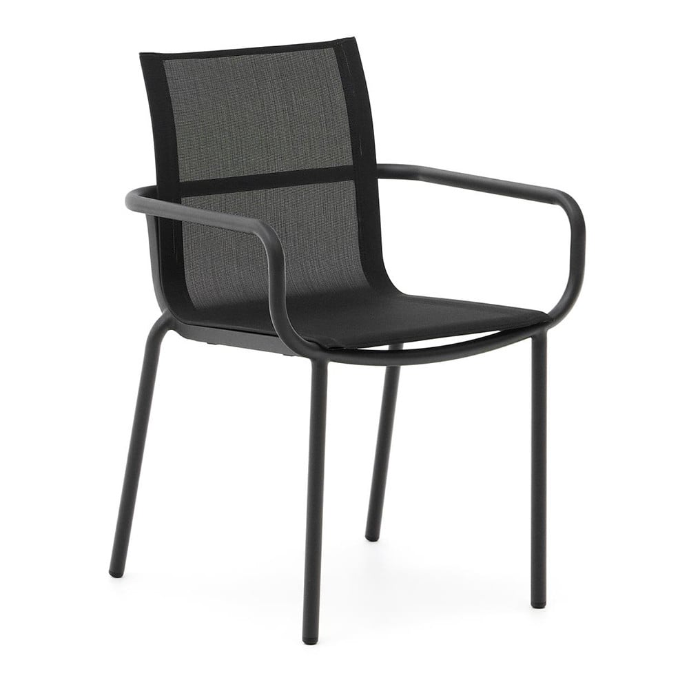 Scaun exterior dining negru din metal Galdana Kave Home