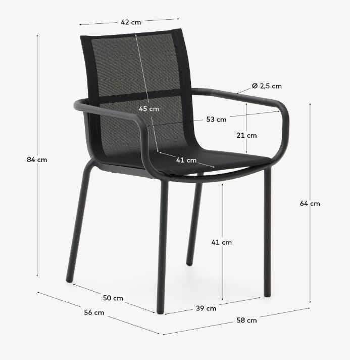 Scaun exterior dining negru din metal Galdana Kave Home