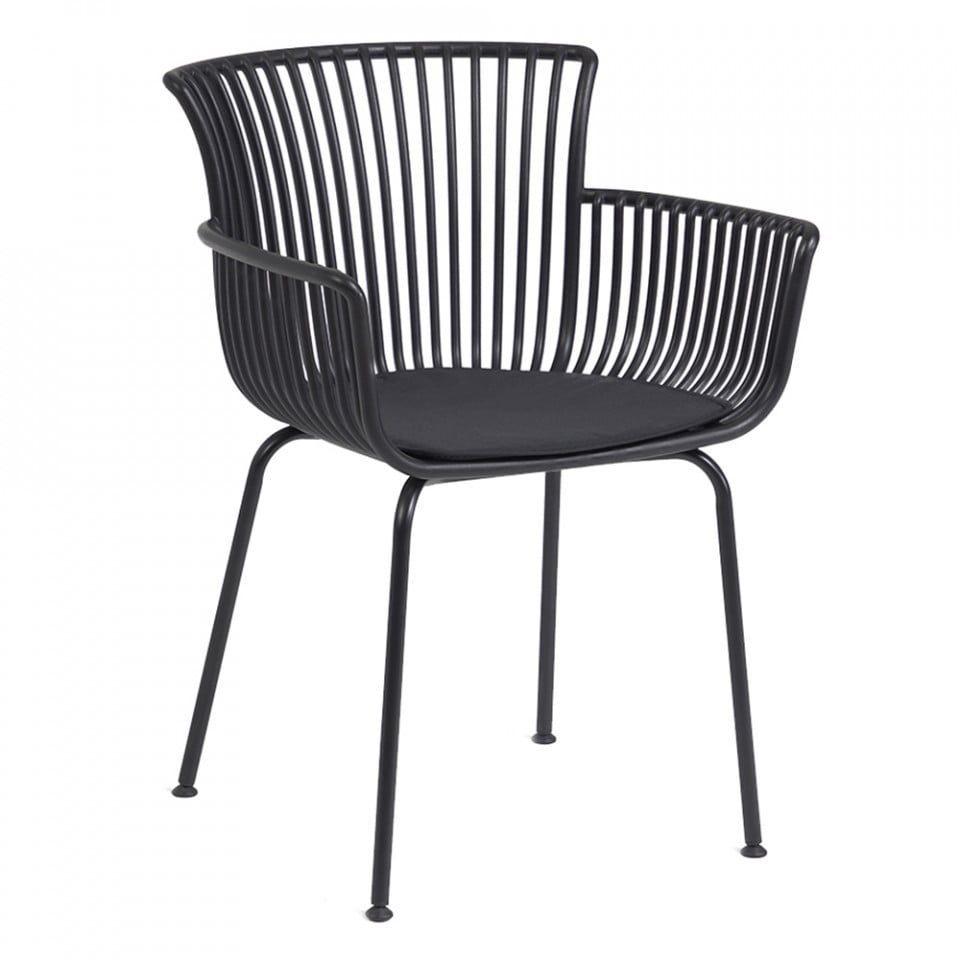 Scaun exterior dining negru din metal Surpika Kave Home