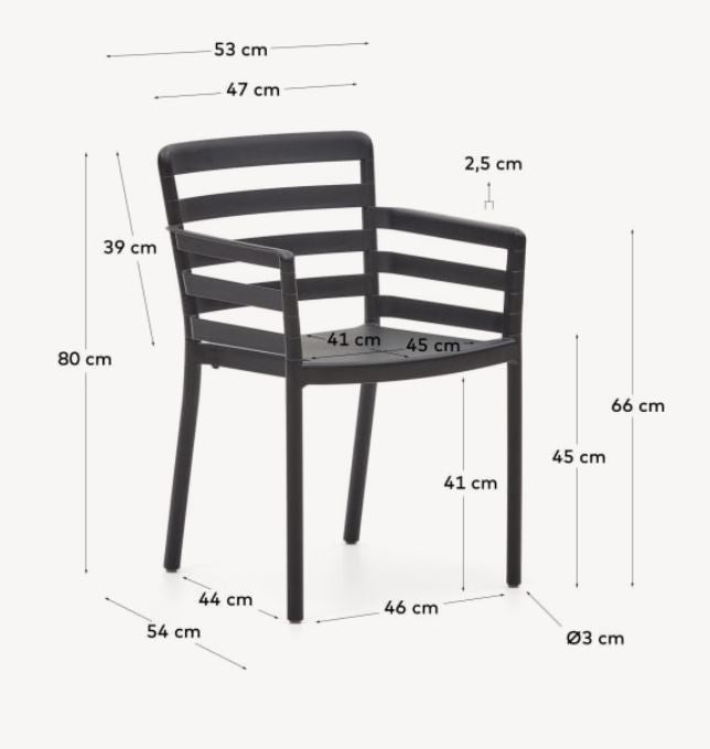 Scaun exterior dining negru din plastic Nariet Kave Home
