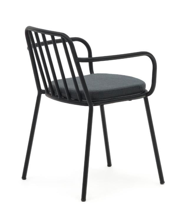 Scaun exterior dining negru din textil Bramant Kave Home