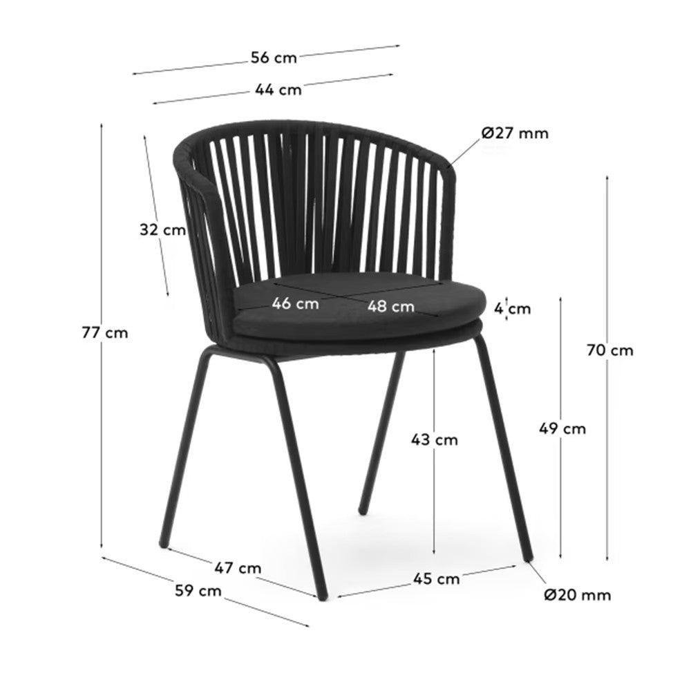 Scaun exterior dining negru din textil Saconca Kave Home