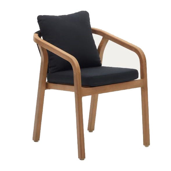 Scaun exterior dining negru/maro din lemn Malaret Kave Home
