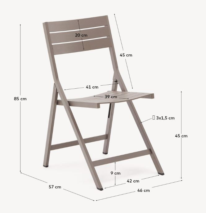 Scaun exterior dining pliabil maro din metal Torreta Kave Home