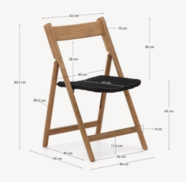 Scaun exterior dining pliabil maro/negru din lemn Dandara Kave Home