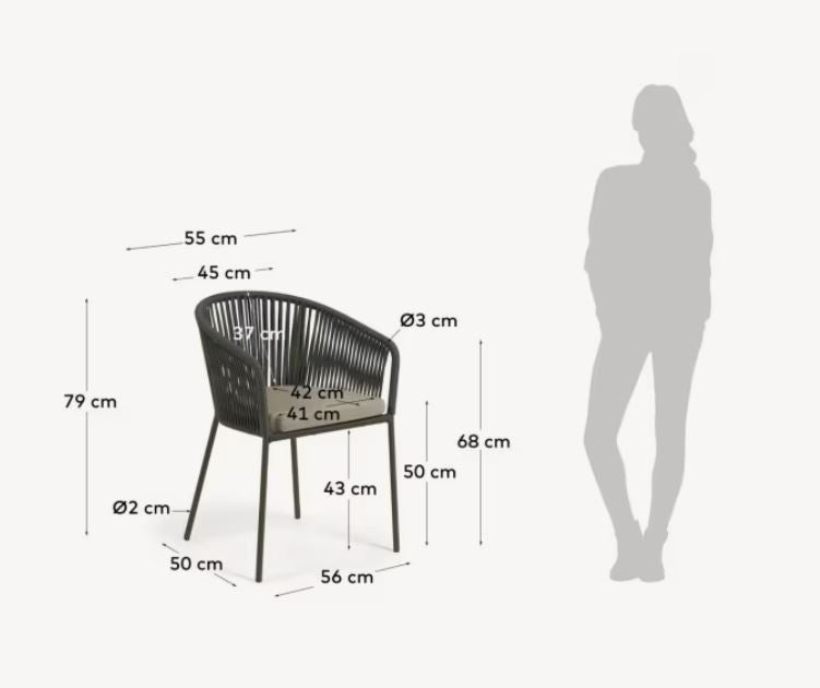 Scaun exterior dining verde din metal Yanet Kave Home