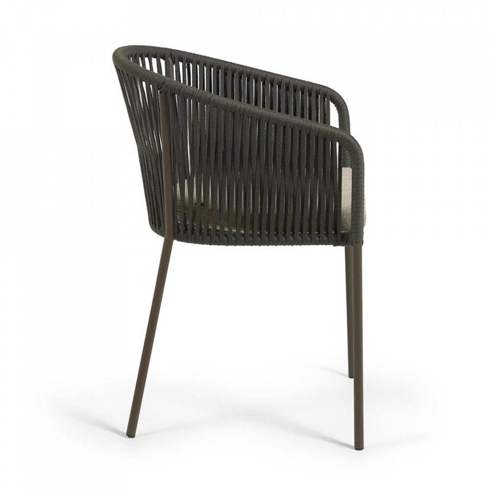 Scaun exterior dining verde din metal Yanet Kave Home