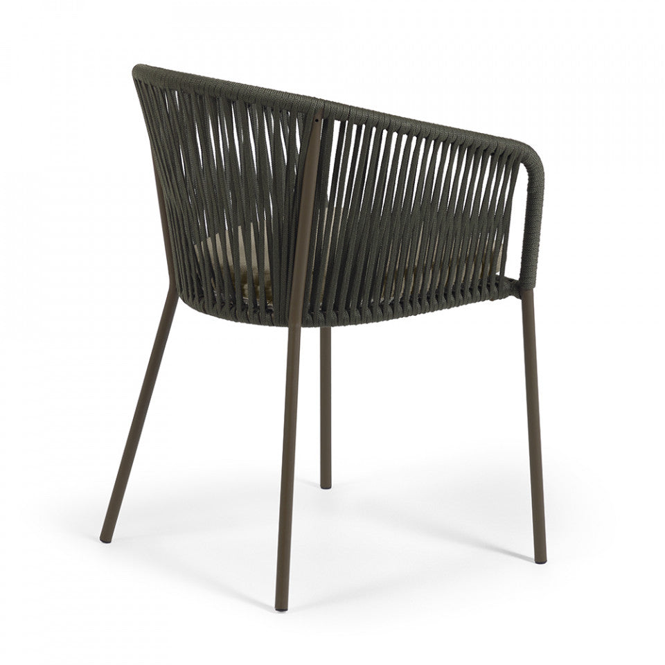 Scaun exterior dining verde din metal Yanet Kave Home