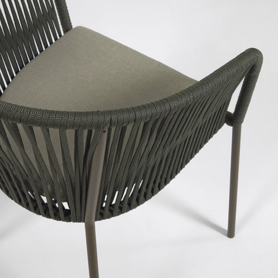 Scaun exterior dining verde din metal Yanet Kave Home