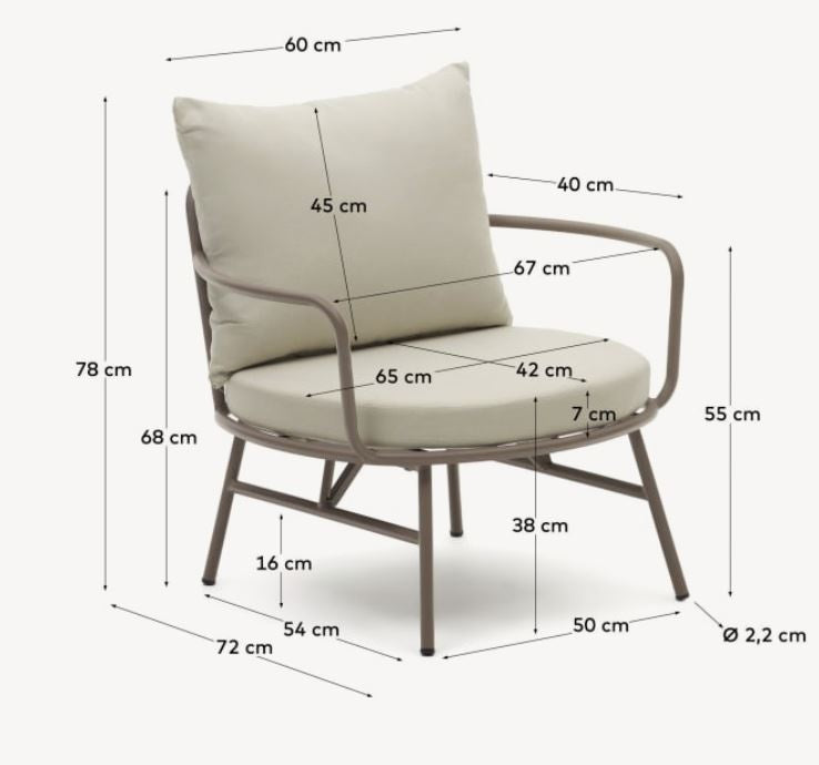 Scaun exterior maro din textil Bramant Kave Home