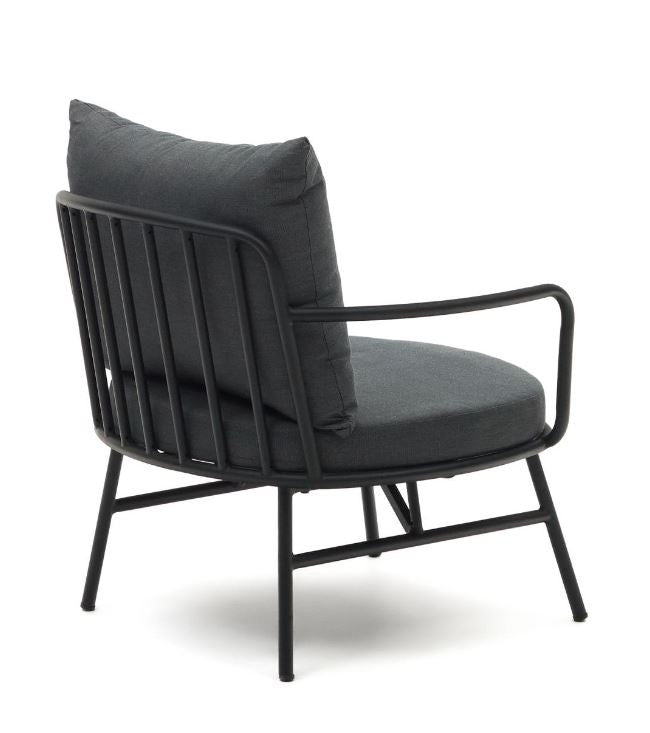 Scaun exterior negru din textil Bramant Kave Home