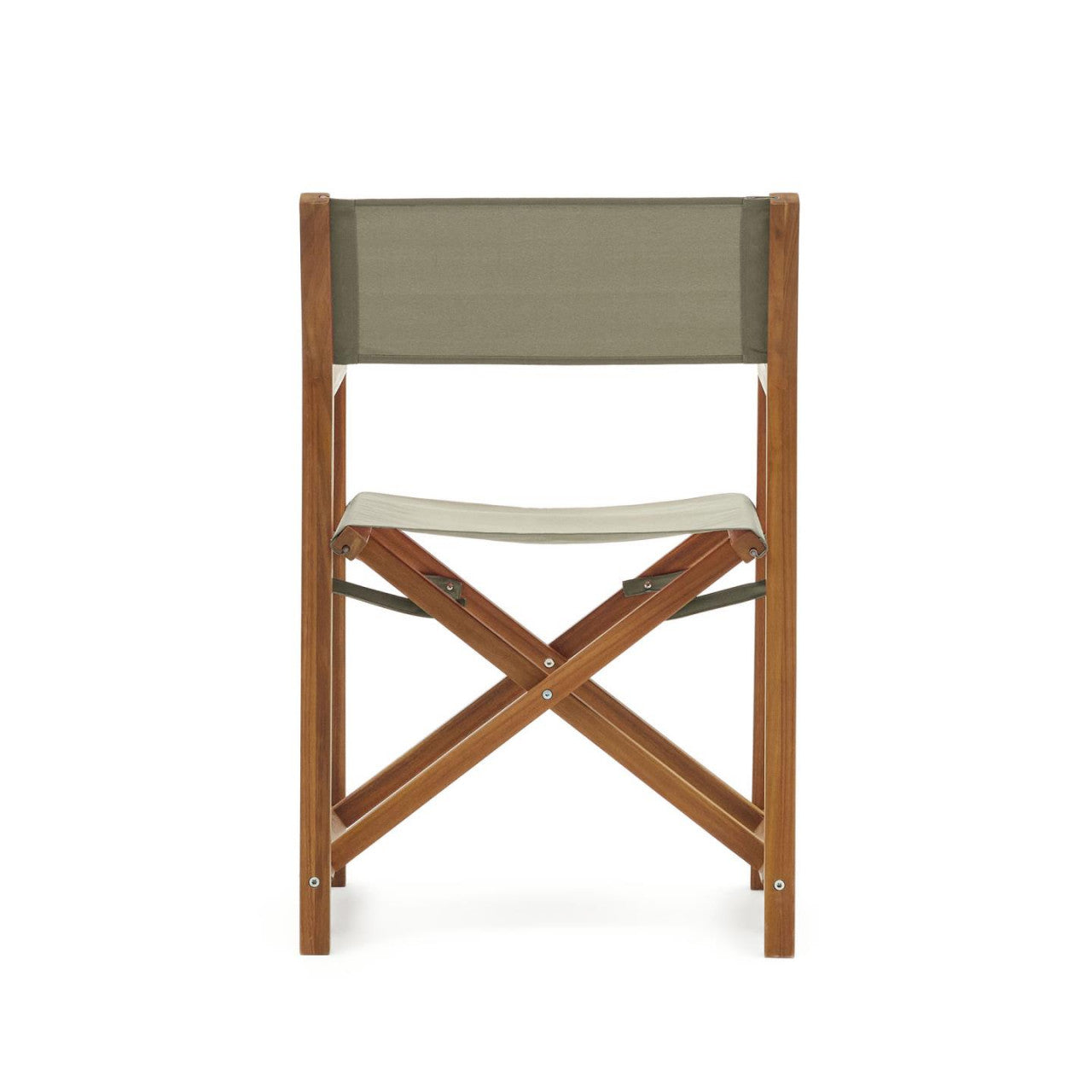 Scaun exterior pliabil verde/maro din textil Thianna Kave Home