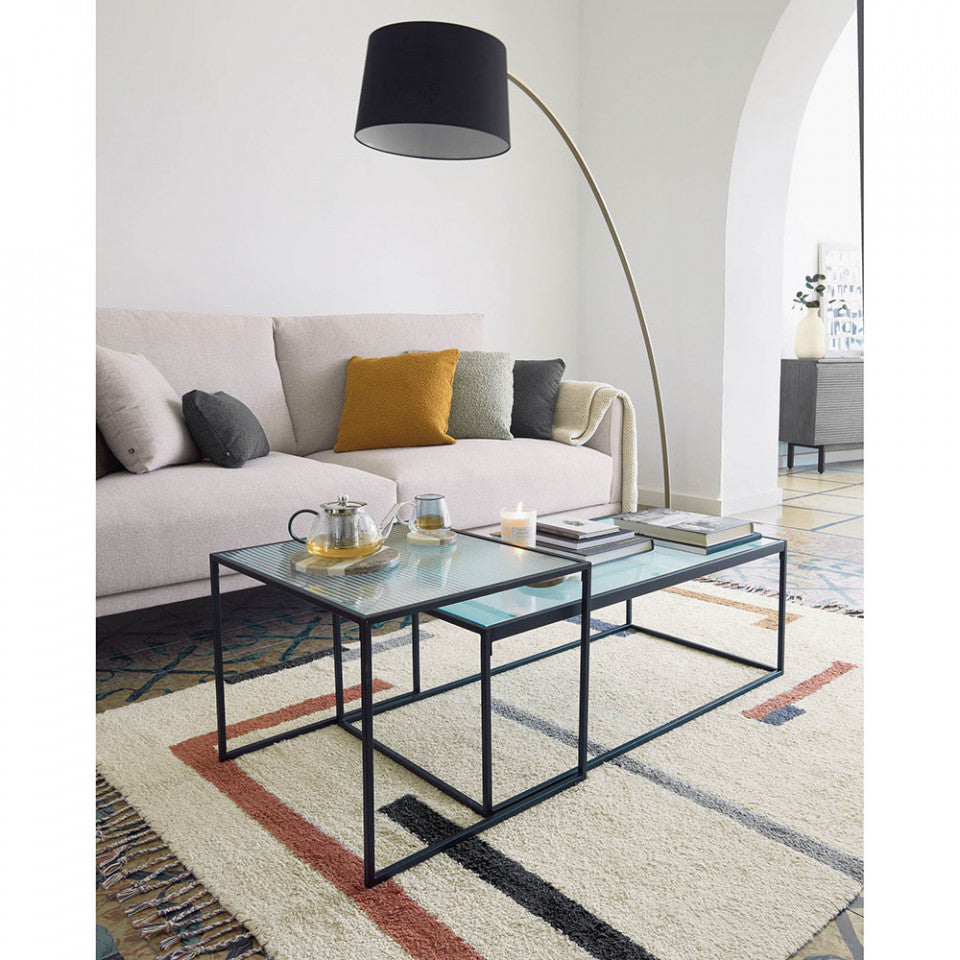 Set 2 mese de cafea negre din metal Akemi Kave Home