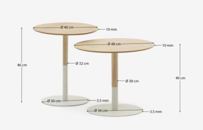 Set 2 mese laterale maro/albe din metal Watse Kave Home