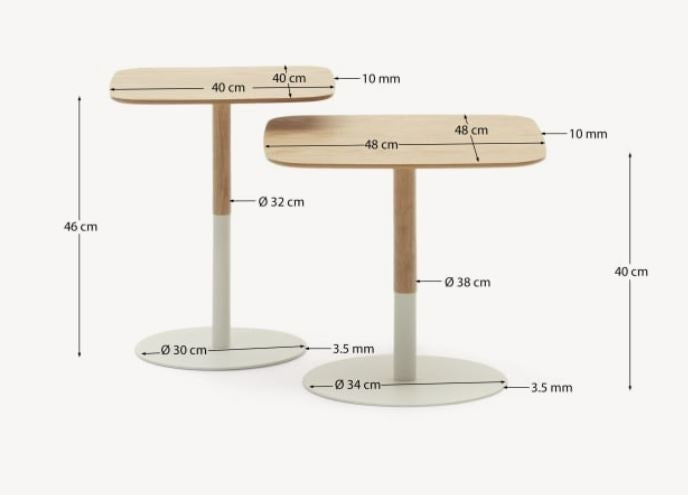 Set 2 mese laterale maro/albe din metal Watse Square Kave Home
