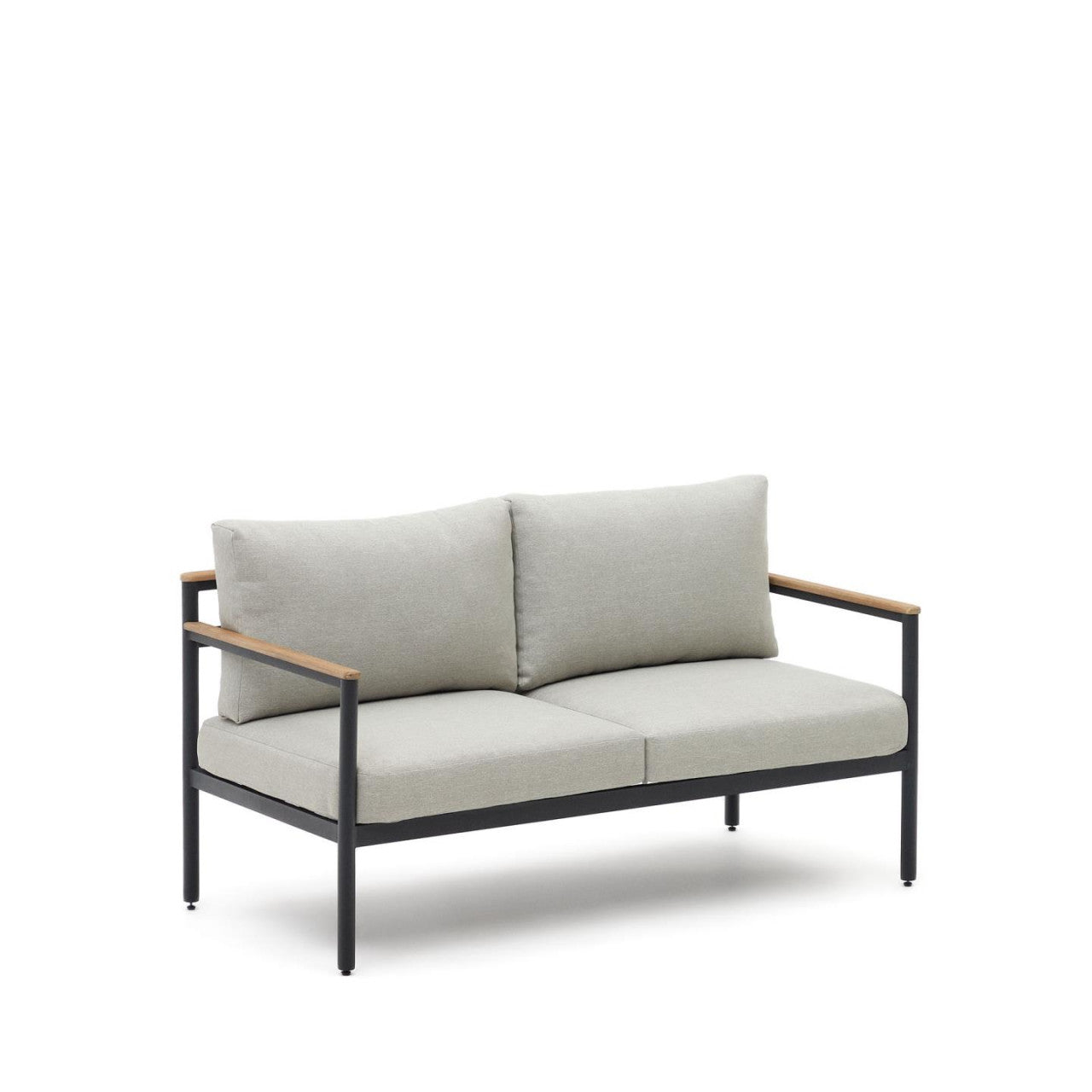 Set canapea, masuta si 2 fotolii maro/gri din metal Aiguafreda Kave Home