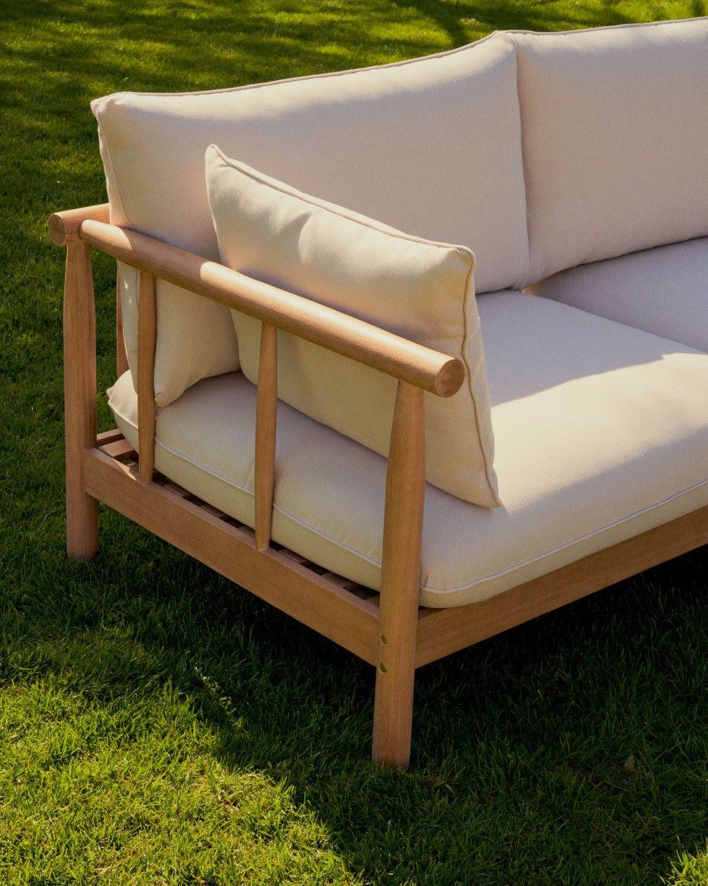 Set canapea, masuta si 2 fotolii maro/gri din textil Sacova Kave Home