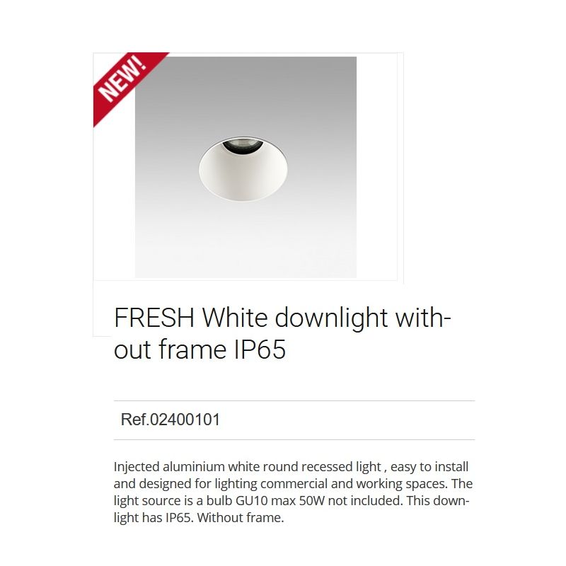 Spot incastrabil modern cu protectie IP65 FRESH TRIMLESS alb