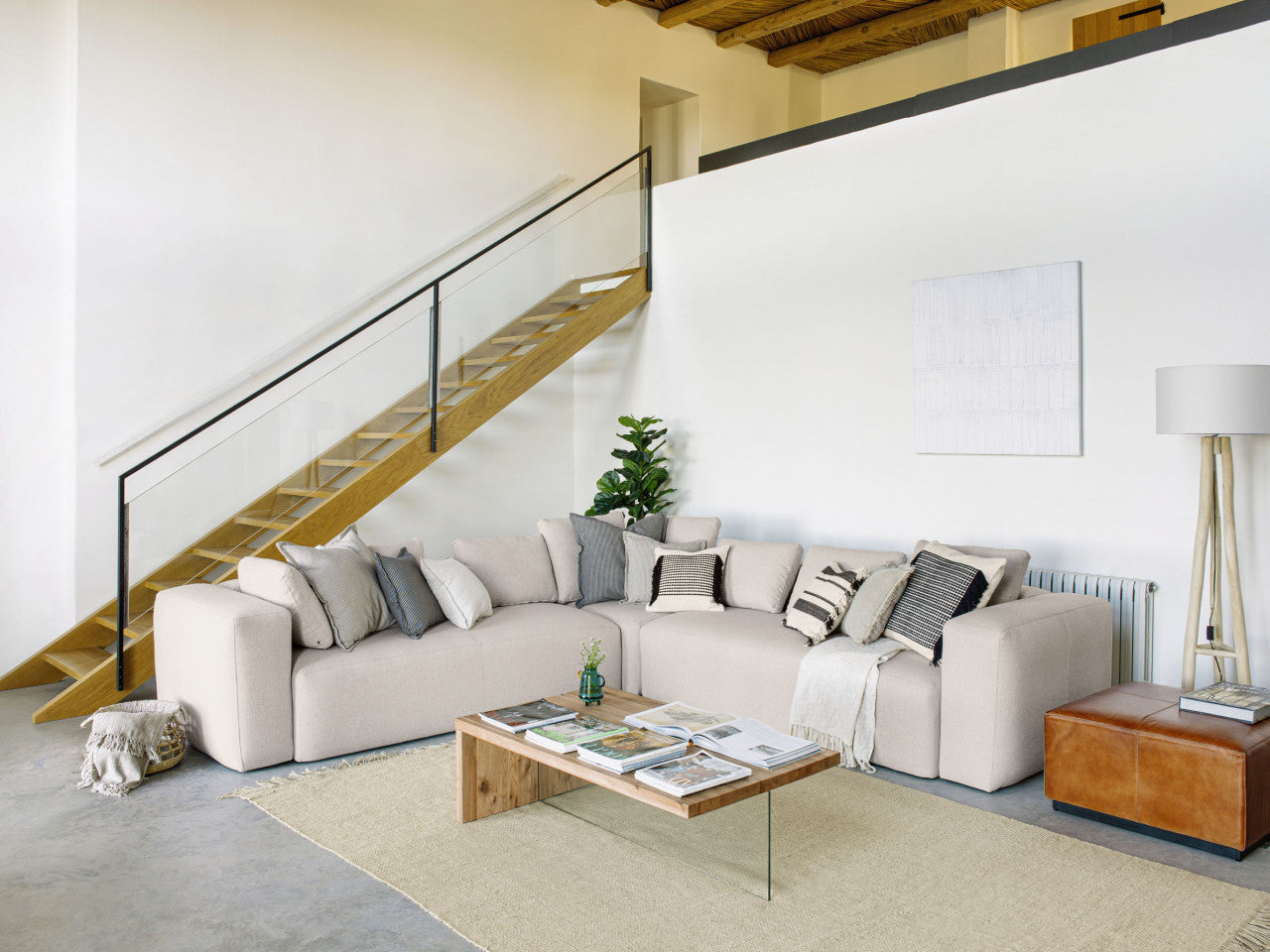 Tablou alb din lemn 90x90 cm Basilisa Kave Home
