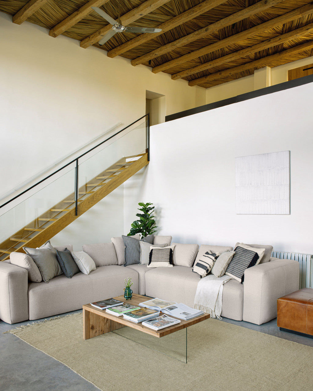Tablou alb din lemn 90x90 cm Basilisa Kave Home