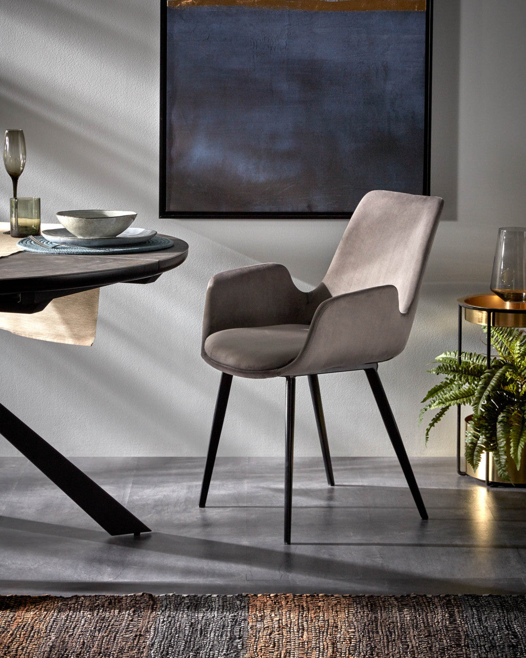 Tablou albastru/auriu din fibre naturale 60x90 cm Wrigley Blue Kave Home