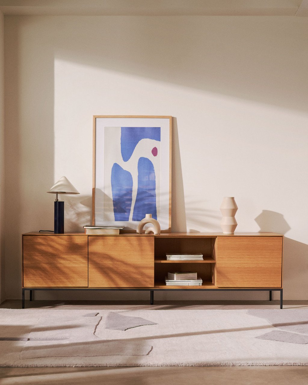 Veioza alba/albastra din metal 42 cm Shiva Kave Home