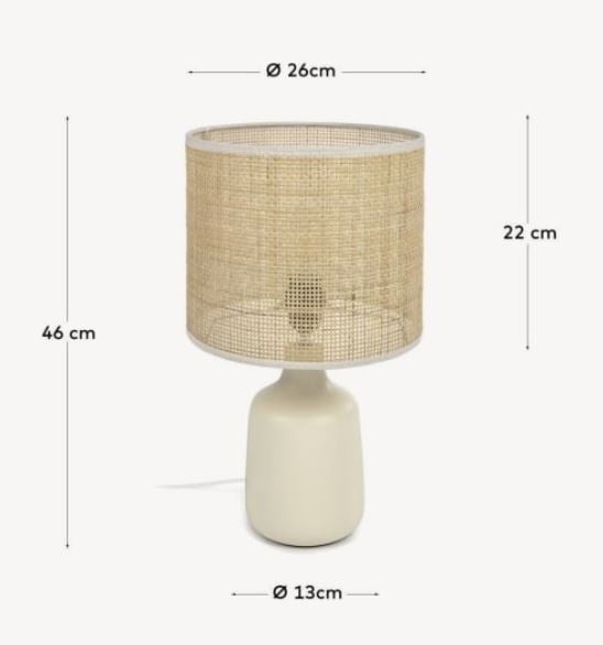 Veioza alba/maro din ceramica 44 cm Erna Kave Home