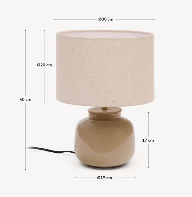 Veioza bej/verde deschis din ceramica 40 cm Tay Kave Home