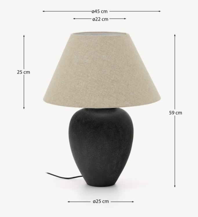 Veioza crem/neagra din ceramica 60 cm Mercadal Kave Home