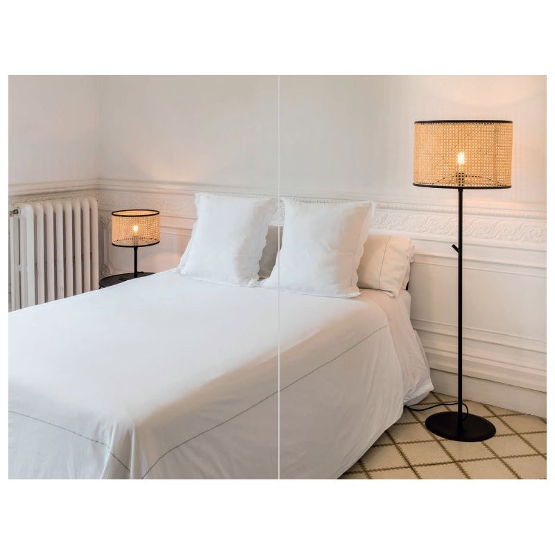 Veioza / Lampa de masa moderna design natural MAMBO negru/ratan