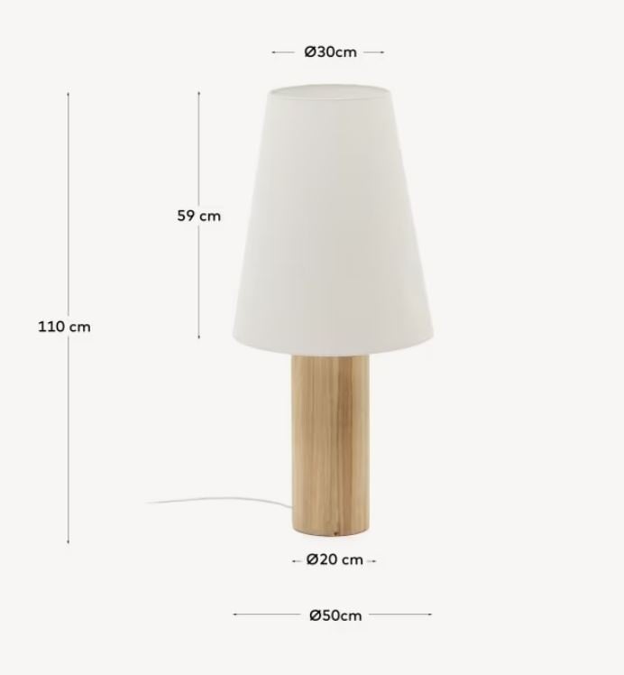 Veioza maro/alba din lemn 110 cm Marga Kave Home