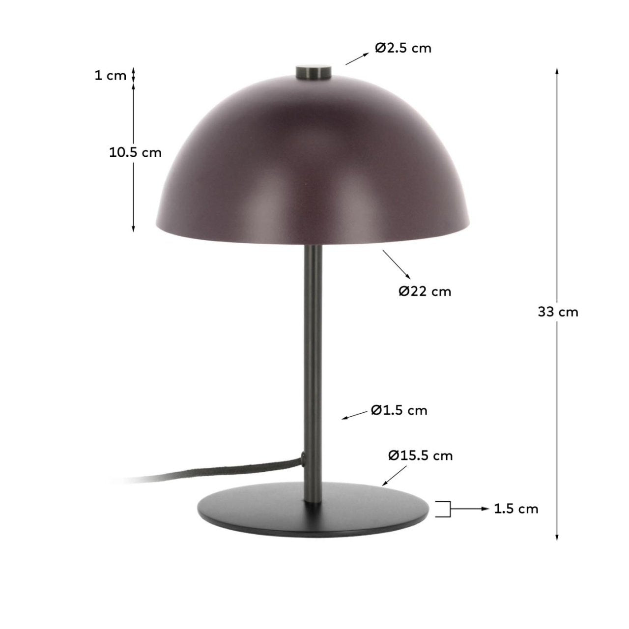 Veioza maro din metal 34 cm Aleyla Kave Home