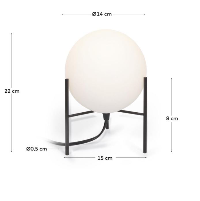 Veioza neagra/alba din metal 22 cm Seina Kave Home