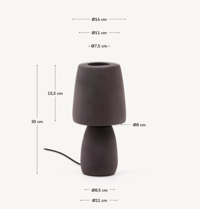 Veioza neagra din ceramica 30 cm Tandy Kave Home