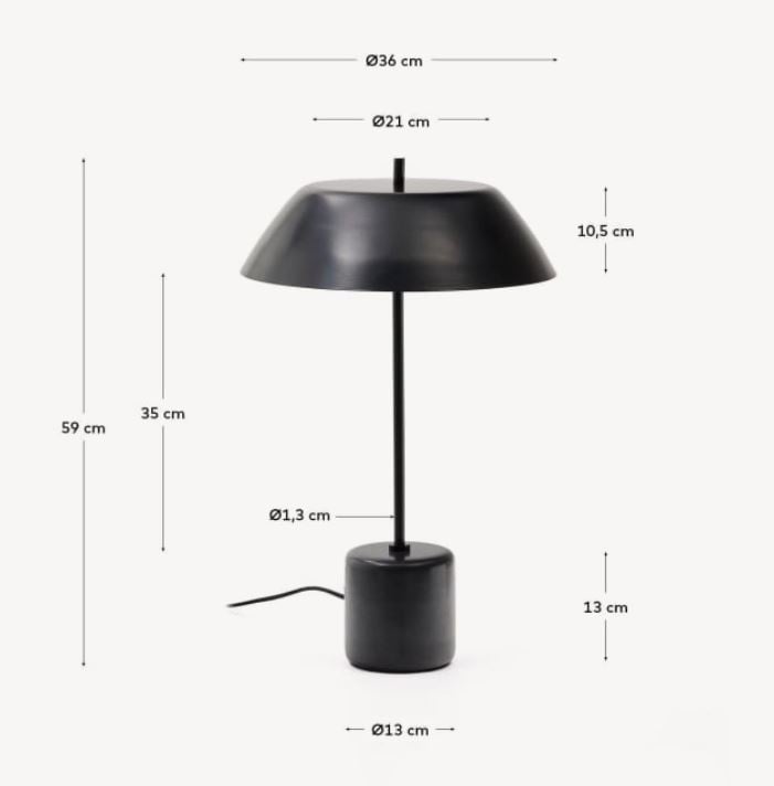 Veioza neagra din marmura 58 cm Sayra Kave Home