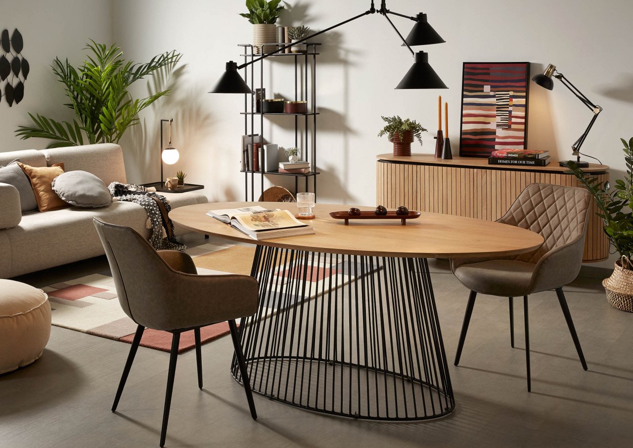 Veioza neagra din metal 60 cm Monteiro Kave Home